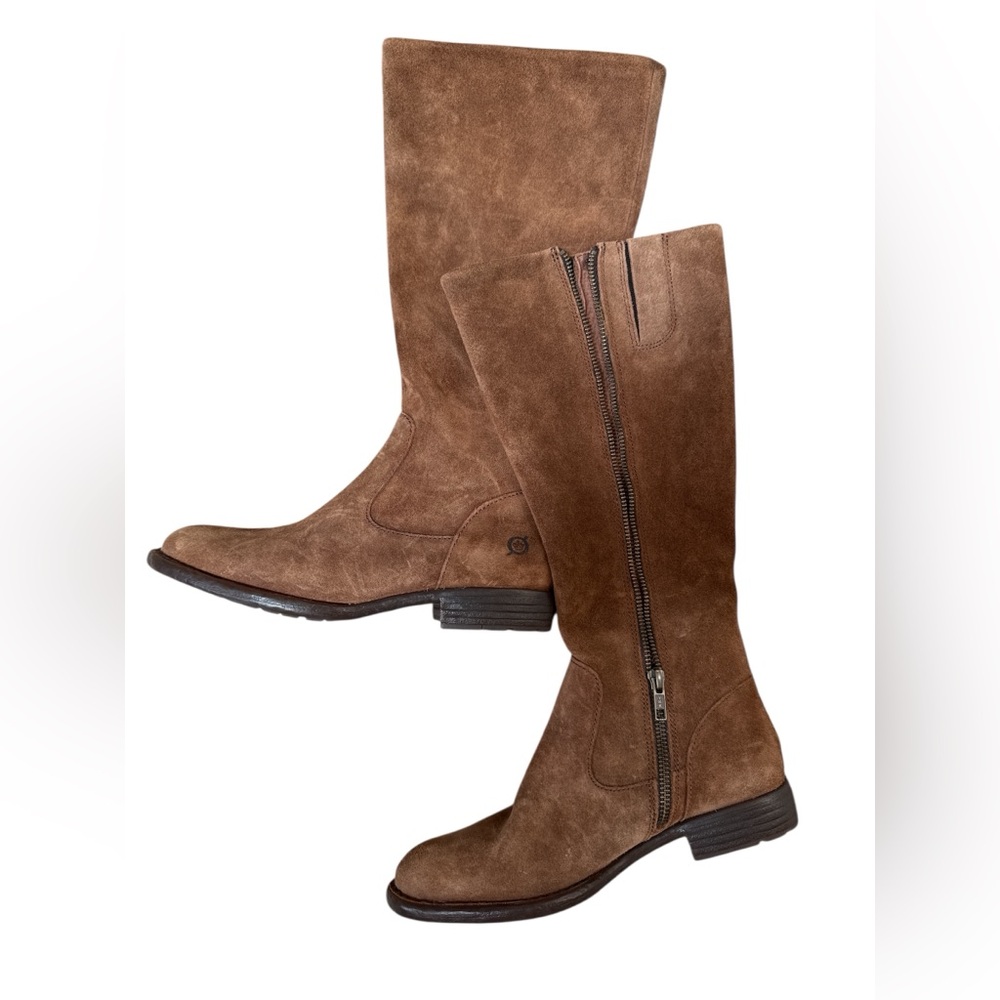 NWT Born Tan Suede Leather Boots with Zipper sz 6m Perfect Fall - Picture 2 of 16
